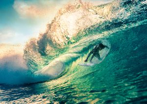 Surfing at Sunset, Australia